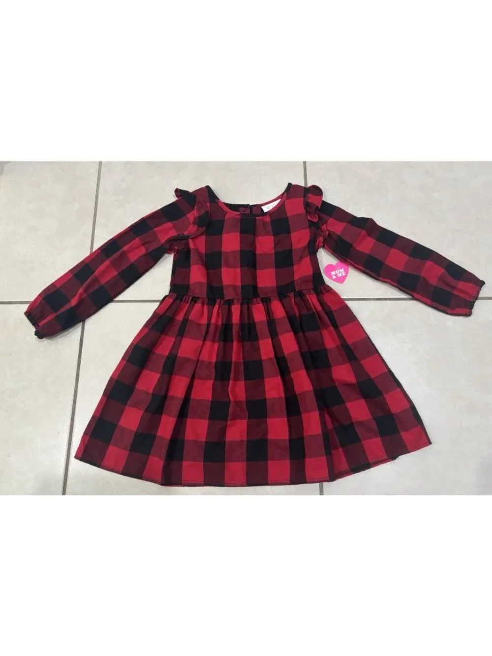 NWT The Children’s Place Black & Red Buffalo Plaid Holiday Dress Sz 5T Mom & Me